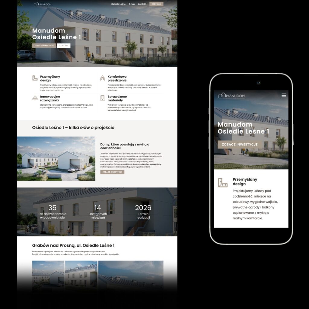 strona internetowa manudom.pl - wykonana przez mcreate.pl