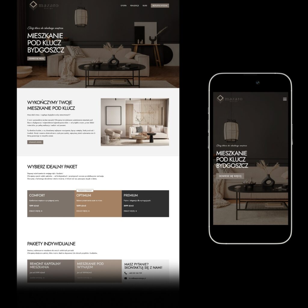 strona internetowa mazarodesign.pl - wykonana przez mcreate.pl